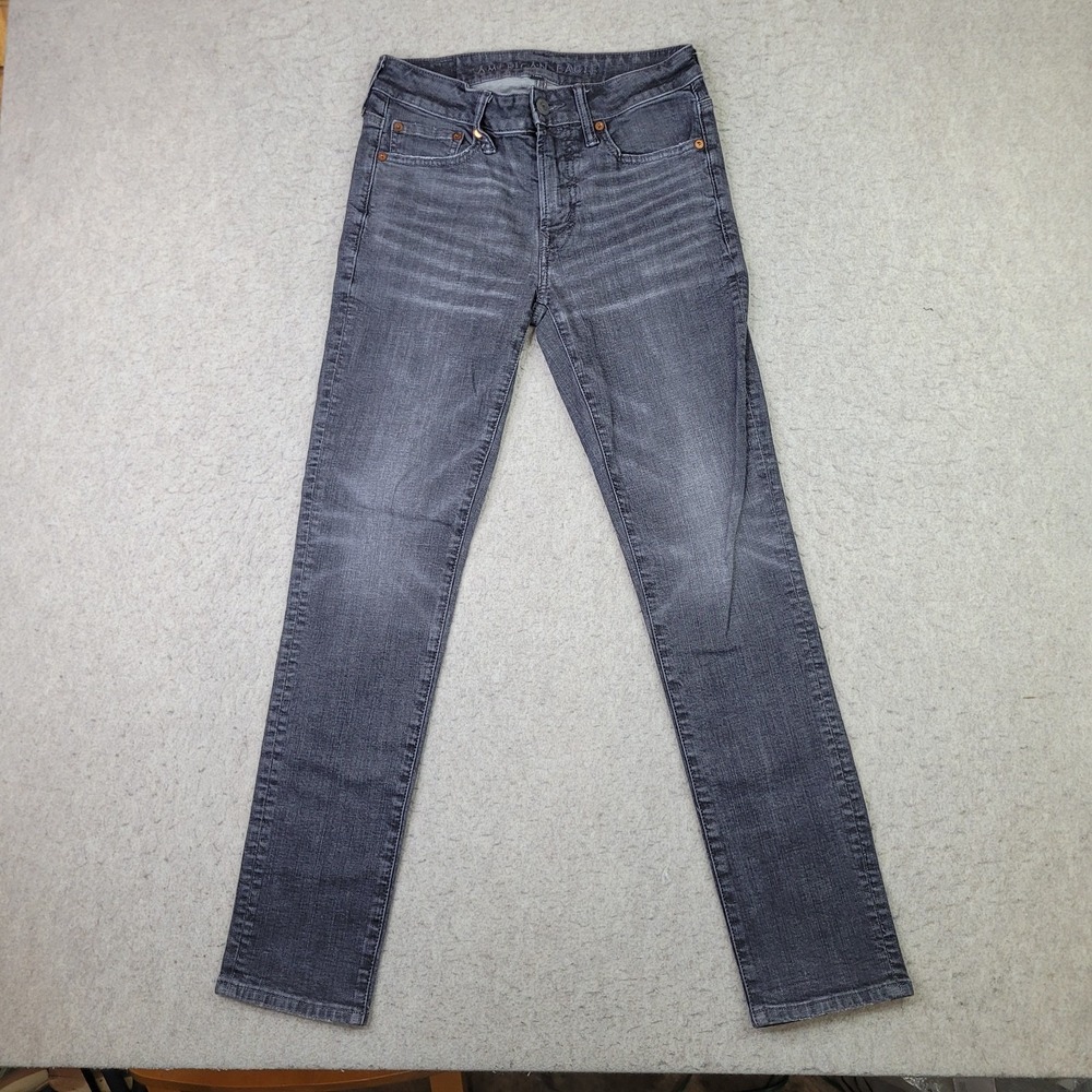 American Eagle Flex Skinny Jeans Mens 28x30 Gray Faded‎ Denim Stretch